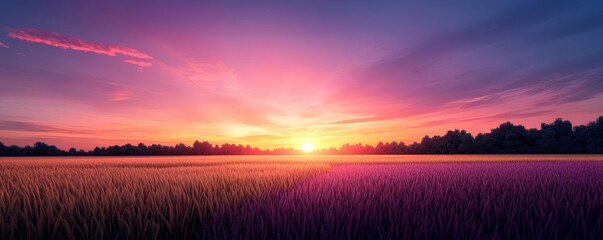 Obraz premium A mesmerizing blend of pink, purple, and orange in a sunset sky, uplifting and serene, reflecting the beauty of a summer evening