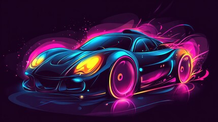 Naklejka premium Neon Sports Car