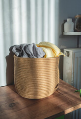 Cotton Cord Basket Foldable Natural Seagrass Basket Flower Laundry Basket