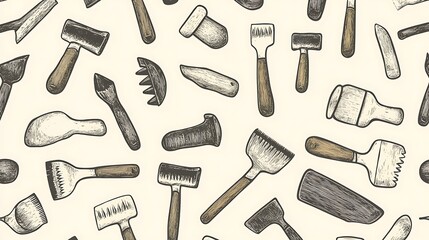 Intricate Hand-Drawn Tool Pattern for Creative Projects