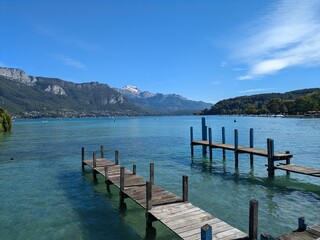 Fototapeta premium pier on the lake in Annecy 
