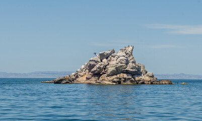 Rocky mountain formations on ESPIRITU SANTO island, on the Baja California peninsula, Baja California Sur state, Sea of ​​Cortes, MEXICO. Nature of The Baja