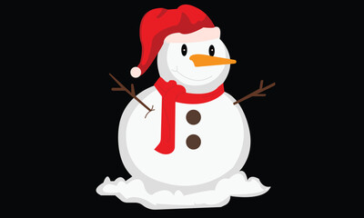 PrinCheerful cartoon snowman. New Year and Christmas cards. Cute snowman ocucutek background. Happy Snowman Winter Wonderland Vector Art. Vector illustration. Snowman vector illustration eps 10.