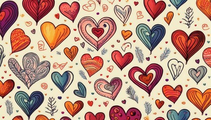 Fototapeta premium hand drawn hearts seamless pattern great for valentine s day weddings mother s day background