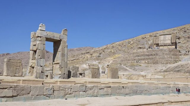A majestic stone archway in a vast desert, Ancient Persepolis, Iran