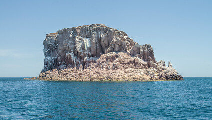 Rocky mountain formations on ESPIRITU SANTO island, on the Baja California peninsula, Baja California Sur state, Sea of ​​Cortes, MEXICO. Nature of The Baja