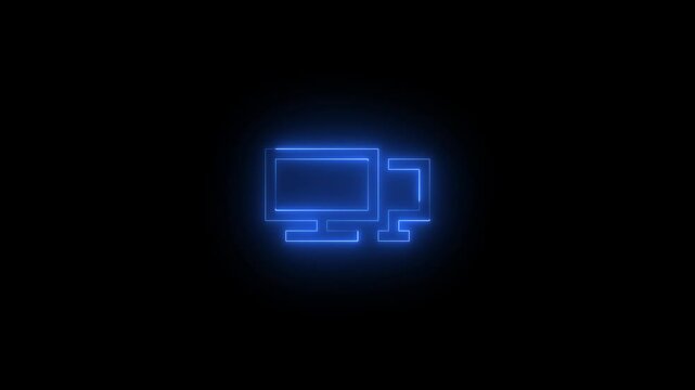 Neon plap icon glowing black background animation