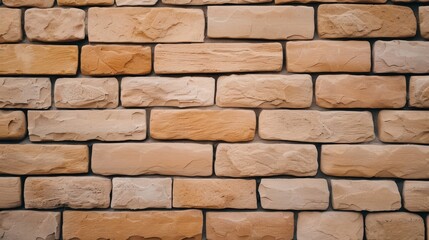 Obraz premium Brown textured brick wall with varied stone patterns and shades.