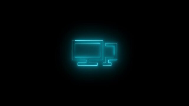 Neon plap icon glowing black background animation