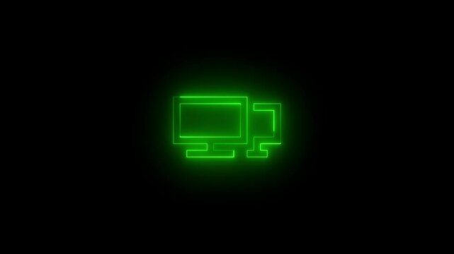 Neon plap icon glowing black background animation
