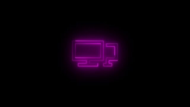 Neon plap icon glowing black background animation