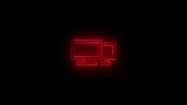 Neon plap icon glowing black background animation
