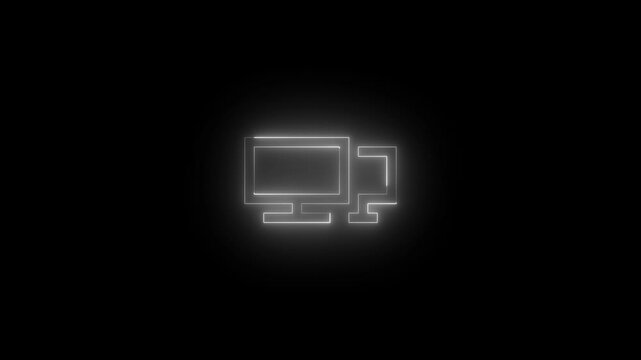 Neon plap icon glowing black background animation