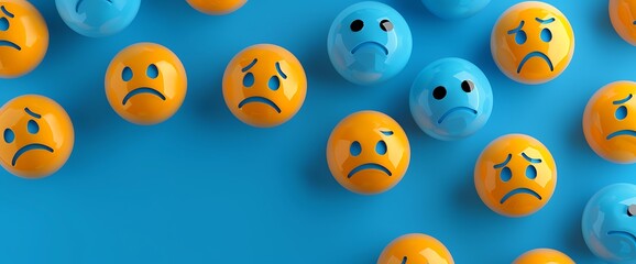 Naklejka premium emojis with bluebackground sadface