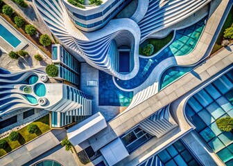 Abstract Blue and White Textured Background with Flowing Organic Shapes for Architectural Photography