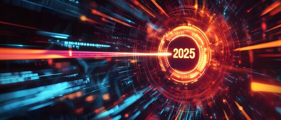 Obraz premium Futuristic Concept of Year 2025 with Technology Elements