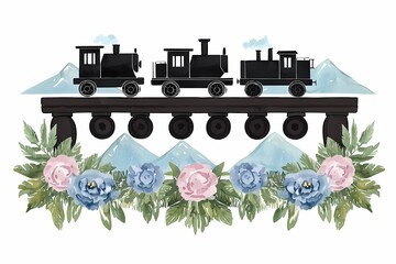 Scenic Railway Journey Through Mountains and Fields