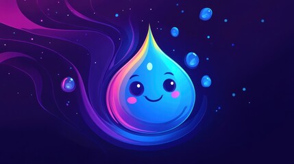 Obraz premium Cute Blue Water Drop Illustration