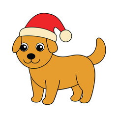 Christmas dog vector illustration with white background. 