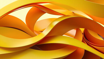 Vibrant Yellow and Orange Abstract Ribbons