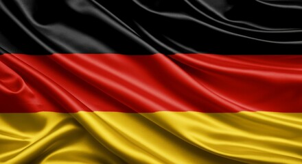 Naklejka premium Silky German flag with black, red, and yellow stripes waving seamlessly.
