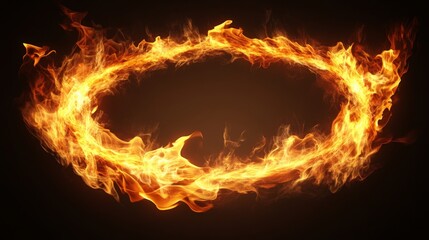 Fototapeta premium Elliptical fire frame, isolated on black background generative ai