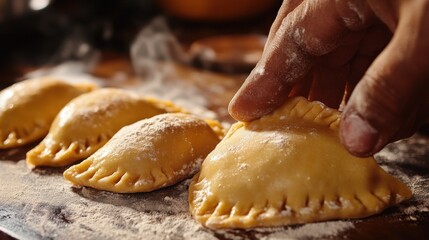 Handcrafted Empanadas Being Prepared by Artisan Baker