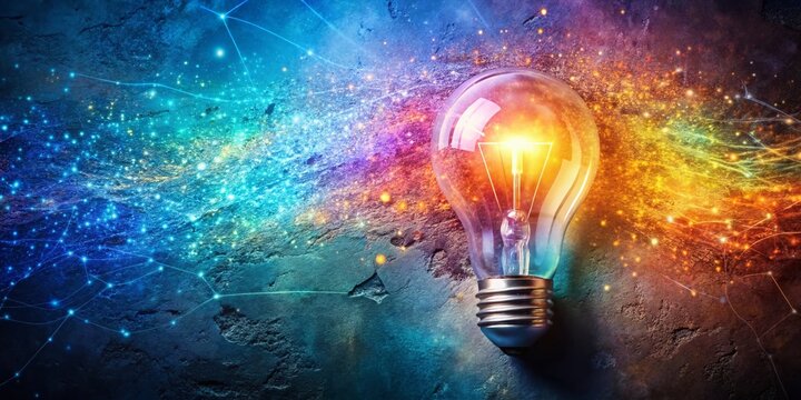 Aerial View of a Glowing Lightbulb Concept with Copy Space for Creative Ideas and Innovation