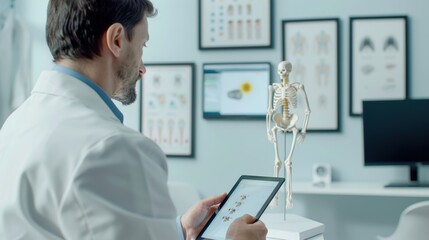 Rheumatologist Analyzing Joint Images in Modern Medical Office for Patient Care Insights