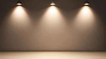 Three Spotlights on a Wall