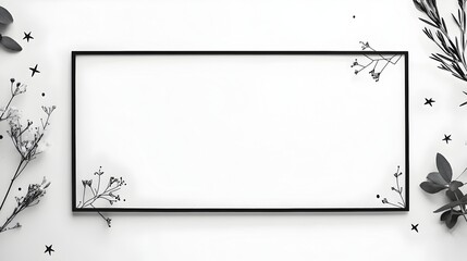 Obraz premium Blank Minimalist Black and White Sign with Decorative Borders and Elements