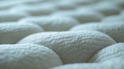Closeup of a white orthopedic mattress featuring hypoallergenic foam designed for spinal alignment,