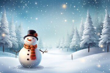 Fototapeta premium Happy snowman winter christmas outdoors.