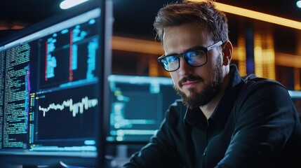 Fototapeta premium Professional in Financial Services Analyzing Data
