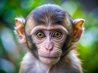 Fototapeta premium Baby Monkey Face Close-Up with Innocent Eyes - Adorable Wildlife Photography