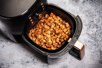Making homemade croutons in air fryer, making use of leftovers
