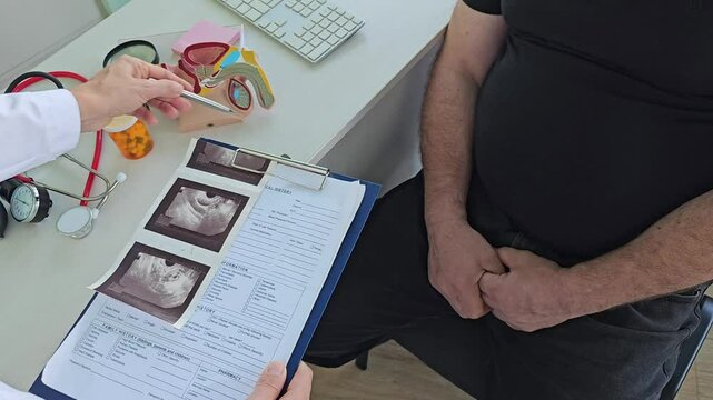 Man with health problems consults doctor