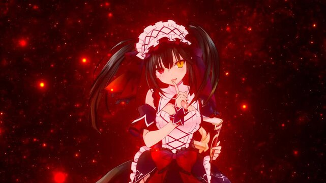 cute anime girl on a background of stars, anime wallpaper, pc background