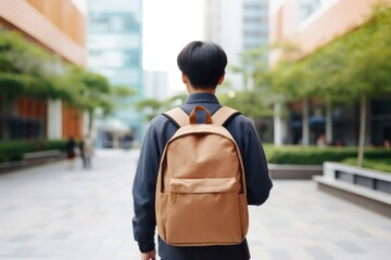 Naklejka premium Backpack carrying student walking.