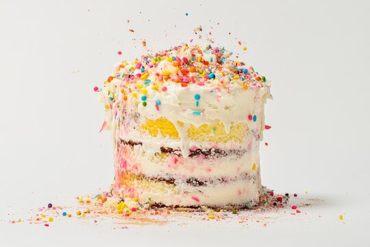 Cake fail, humorous image of cake that turn out as expected, with lopsided layers and messy icing,