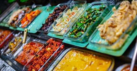 Traditional Asian food sold in a singapore restaurant