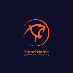 A striking, contemporary tiger logo featuring vibrant orange and blue hues on a dark background.