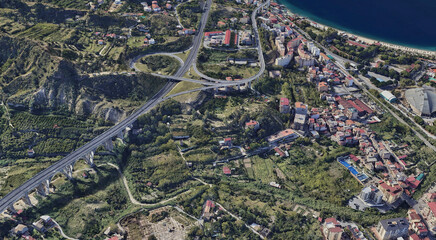 Reggio Calabria's Coastline from Above: Ionian Sea and Urban Landscape