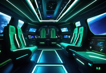 Fototapeta premium stunning spacecraft interior displaying advanced technology features sleek design innovative solutions future exploration, innovation, futuristic