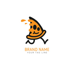 Pizza logo with a flat bread shape 