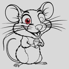 Funny Rat outline light gray background 