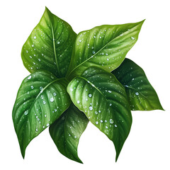 Fototapeta premium green leaf with water drops isolated on white