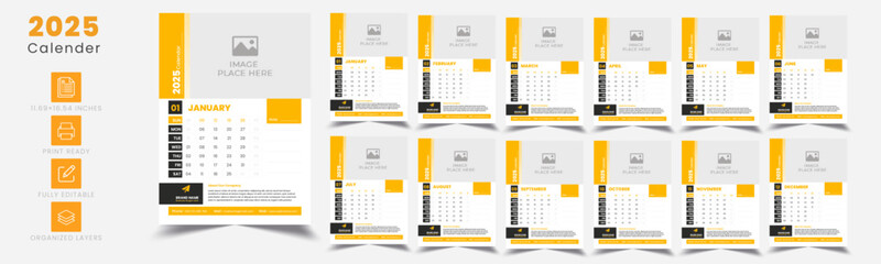 2025 Modern Minimalist Calendar Template &ndash; Clean, Professional Design for Office & Home, Print-Ready, Customizable Monthly Layouts, High-Resolution, Perfect for Scheduling