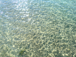 Texture of blue calm water creates a serene and peaceful background. The natural beauty of water reflects the essence of nature, evoking a sense of tranquility reminiscent of the sea.