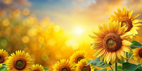 Fototapeta premium Bright and Cheerful Sunflower Border for Summer Designs and Seasonal Projects